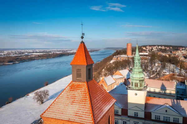 Grudziadz Stad Vid Floden Vistula Snöig Vinter Polen — Stockfoto