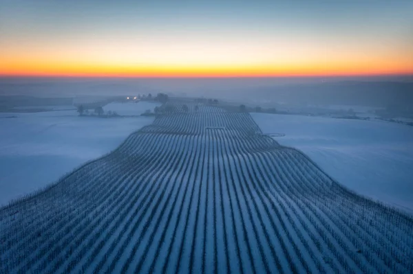 Winter Scenery Kociewie Fields Sunset Poland — Stockfoto