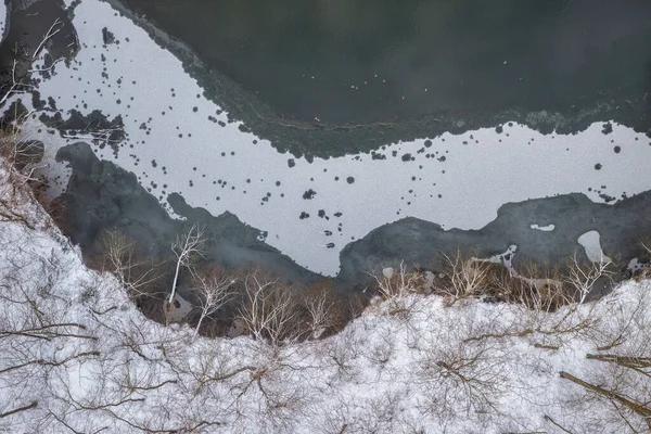 Χειμερινό Τοπίο Των Μαιάνδρων Του Ποταμού Ραντούνια Κασούβια Πολωνία — Φωτογραφία Αρχείου