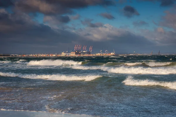 Journée Venteuse Sur Plage Mer Baltique Gdansk Pologne — Photo