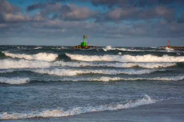 Wietrzny Dzień Plaży Nad Bałtykiem Gdańsku Polska — Zdjęcie stockowe