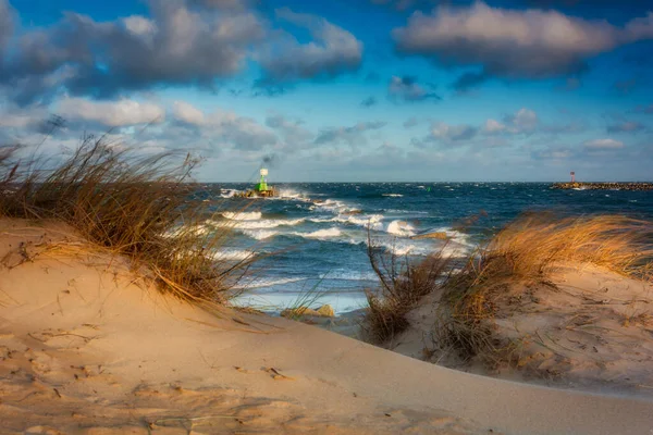 Windiger Tag Strand Der Ostsee Danzig Polen — Stockfoto