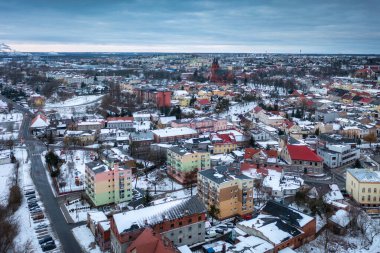Polonya 'nın Swiecie kasabasının kış manzarası.