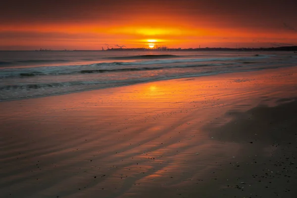 Prachtige Zonsopgang Het Baltische Zee Strand Sopot Polen — Stockfoto