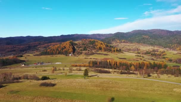 Pieniny Dağlarının Sonbahar Renklerinde Güzel Manzarası Polonya — Stok video