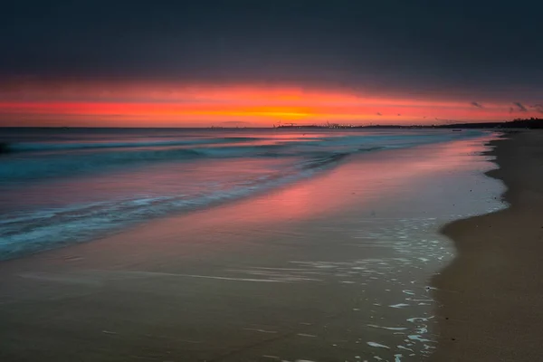 Vacker Soluppgång Östersjön Stranden Sopot Polen — Stockfoto