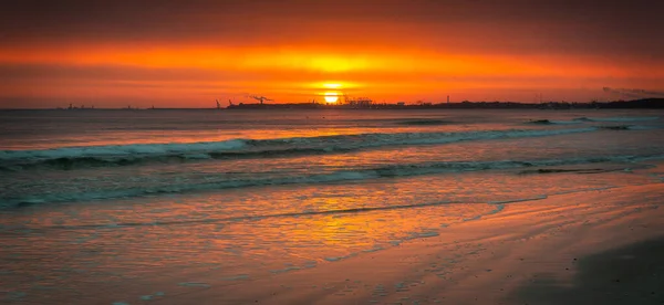 Prachtige Zonsopgang Het Baltische Zee Strand Sopot Polen — Stockfoto