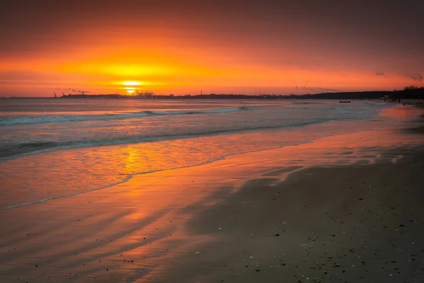 Prachtige Zonsopgang Het Baltische Zee Strand Sopot Polen — Stockfoto