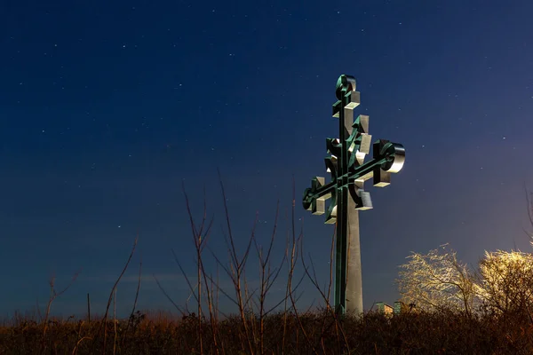 Croce Mare Sulla Spiaggia Rewa Notte Polonia — Foto Stock