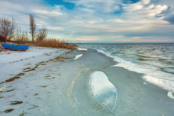 Vacker Strand Östersjön Vid Solnedgången Kuznica Hel Halvön Polen — Stockfoto