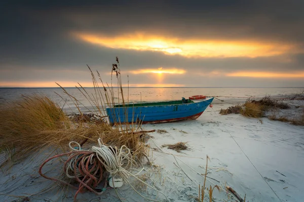 Пляж Балтийского Моря Закате Кузнице Хел Пенья Польша — стоковое фото