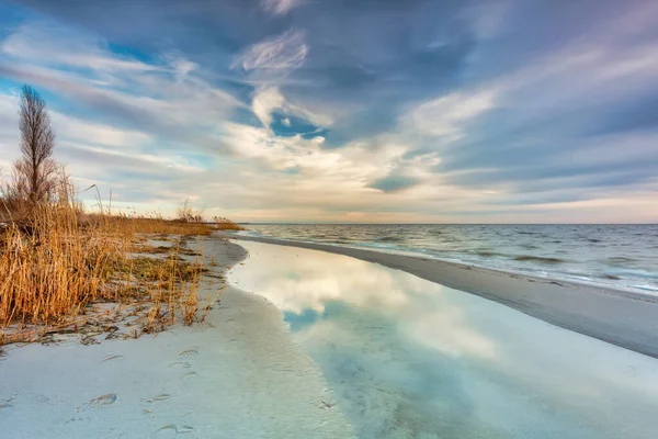 Beautiful Beach Baltic Sea Sunset Kuznica Hel Peninsula Poland — Stock Photo, Image