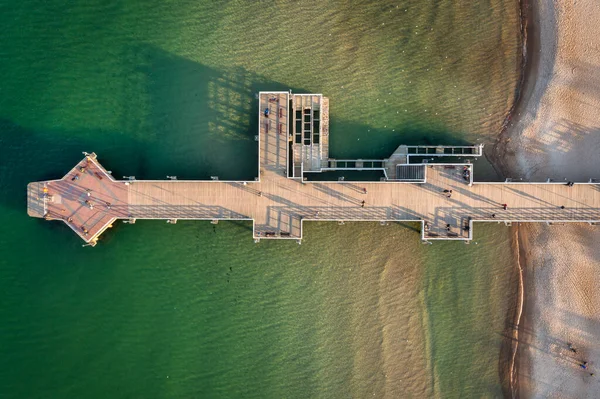 Seebrücke Brzezno Und Der Ostseestrand Danzig Polen — Stockfoto
