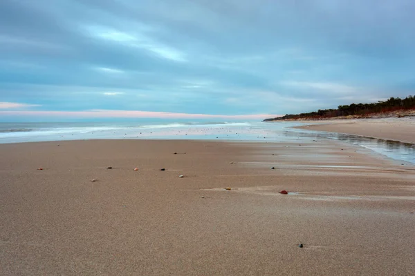Hermosa Playa Del Mar Báltico Atardecer Kuznica Península Hel Polonia — Foto de Stock