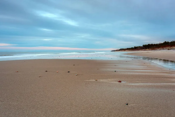 Bela Praia Mar Báltico Pôr Sol Kuznica Península Hel Polónia — Fotografia de Stock