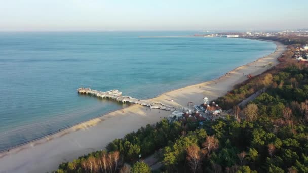 Molo Brzeźnie Plaża Morza Bałtyckiego Gdańsku Polska — Wideo stockowe