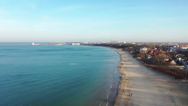 Muelle Brzezno Playa Del Mar Báltico Gdansk Polonia — Vídeos de Stock