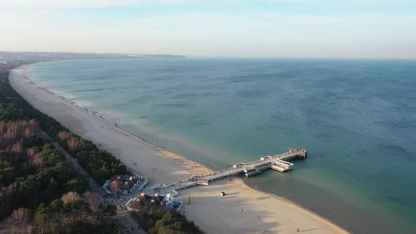 Molo Brzezno Spiaggia Del Mar Baltico Danzica Polonia — Video Stock