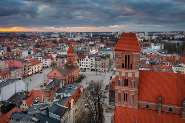 Architettura Del Centro Storico Torun Tramonto Polonia — Foto Stock