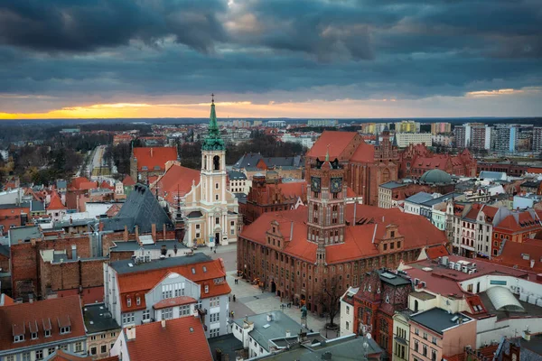 Óváros Építészete Torunban Naplementekor Lengyelországban — Stock Fotó