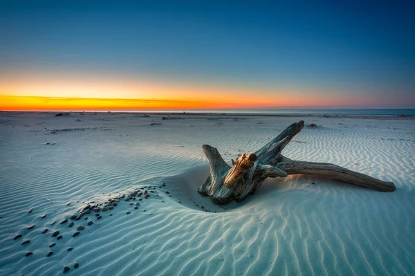 Piękne Krajobrazy Bałtyckiej Plaży Zachodzie Słońca Słowiński Park Narodowy Leba — Zdjęcie stockowe