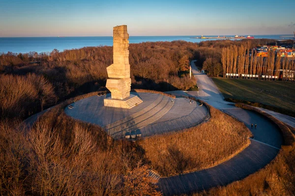 Gdaňsk Polsko Února 2022 Památník Obráncům Pobřeží Poloostrově Westereplatte Při — Stock fotografie