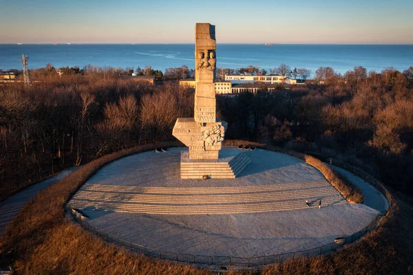 Gdaňsk Polsko Února 2022 Památník Obráncům Pobřeží Poloostrově Westereplatte Při — Stock fotografie