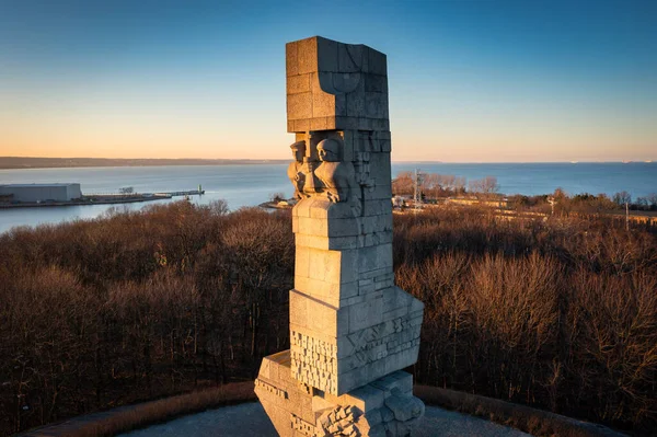 Gdansk Polônia Fevereiro 2022 Monumento Aos Defensores Costa Península Westereplatte — Fotografia de Stock