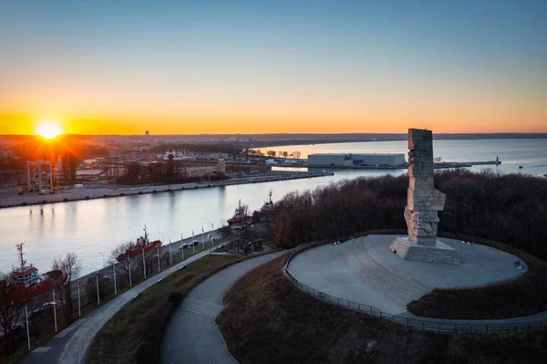 Gdansk Polonya Şubat 2022 Westereplatte Yarımadası Ndaki Sahilin Savunucuları Anıtı — Stok fotoğraf