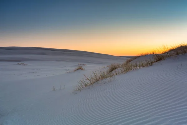 Vackra Landskap Sanddyner Slowinski National Park Vid Solnedgången Leba Polen — Stockfoto