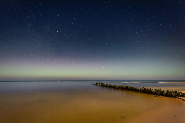 Severní Světla Nad Baltským Mořem Polském Debki — Stock fotografie