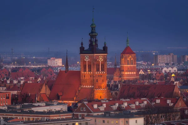Cityscape Του Γκντανσκ Ιστορική Αρχιτεκτονική Νύχτα Πολωνία — Φωτογραφία Αρχείου