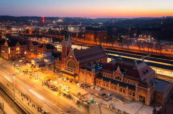 Railway Station Gdansk Dusk Poland — Stock Photo, Image