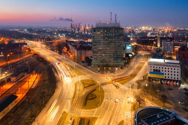 Чудова Архітектура Міста Ґданськ Сутінках Польща — стокове фото