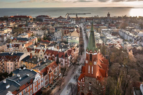 Pemandangan Udara Kota Sopot Laut Baltik Polandia — Stok Foto