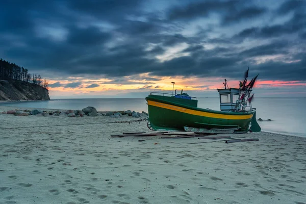 Prachtig Landschap Van Het Strand Bij Orlowo Klif Voor Zonsopgang — Stockfoto