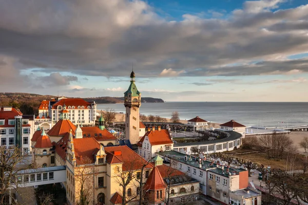 Flyglandskap Sopot Vid Östersjön Med Fyrtornet Polen — Stockfoto