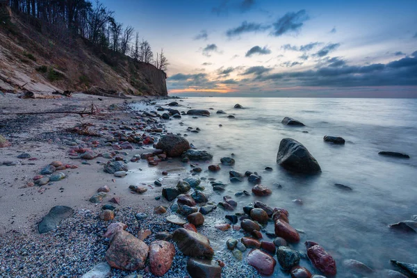 Vackert Landskap Stranden Vid Orlowo Klippa Före Soluppgången Gdynia Polen — Stockfoto