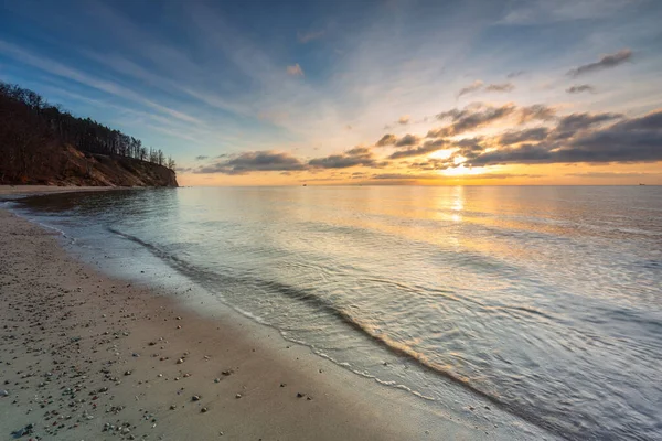 Vackert Landskap Stranden Vid Orlowo Klippa Vid Soluppgången Gdynia Polen — Stockfoto