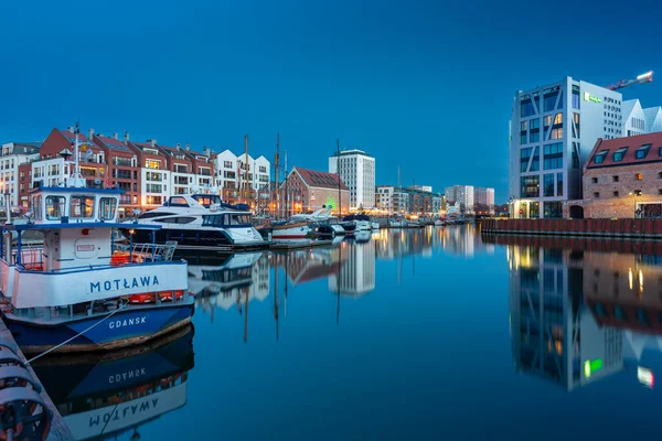 Gdansk Poland April 2022 Marina Gdansk Motlawa River Dusk Poland — стоковое фото