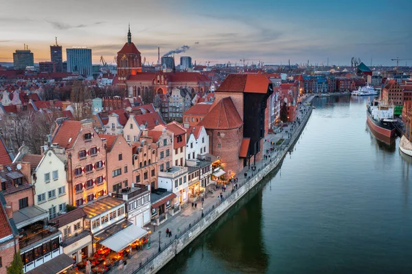 Gdansk Poland April 2022 Historic Port Crane Gdansk Reflected Motlawa — ストック写真