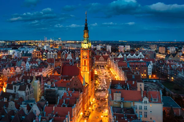 Aerial View Beautiful Main City Gdansk Dusk Poland — Stok fotoğraf