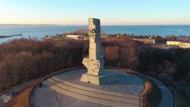 Monument Defenders Coast Westereplatte Peninsula Sunset Gdansk Poland — Stock videók