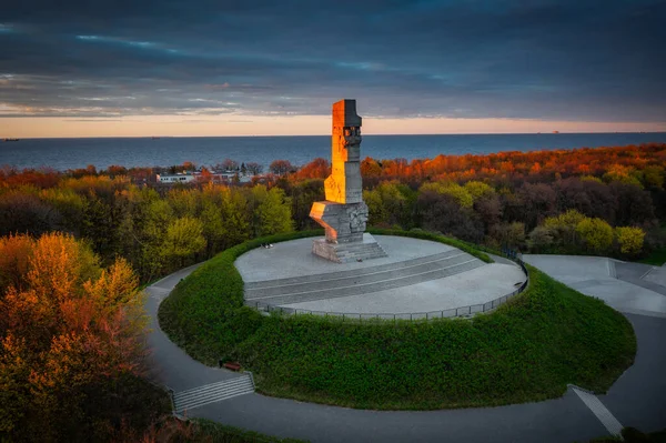 Gdansk Poland May 2022 Monument Defenders Coast Westereplatte Peninsula Sunset — Stockfoto