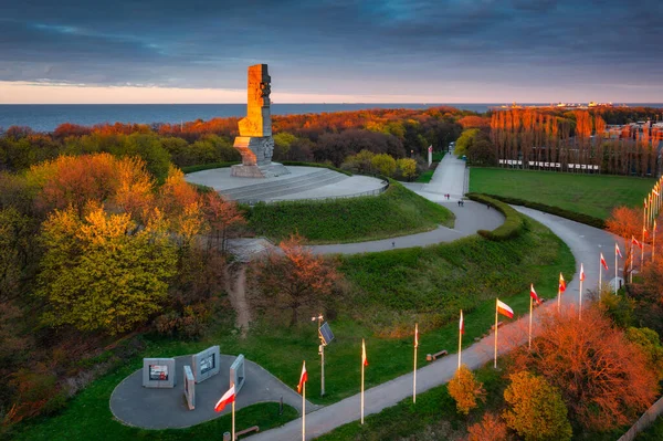 Gdansk Poland May 2022 Monument Defenders Coast Westereplatte Peninsula Sunset — Stock Photo, Image