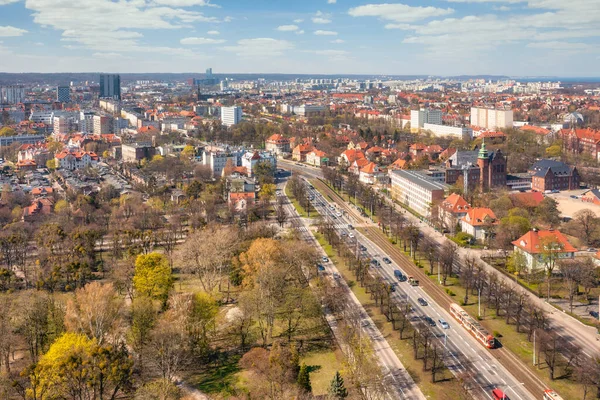 Aerial Scenery Gdansk Wrzeszcz Spring Time Poland — Stock Photo, Image