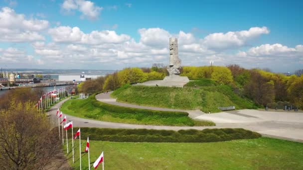 Gdansk Poland May 2022 Monument Defenders Coast Westereplatte Peninsula Gdansk — Wideo stockowe