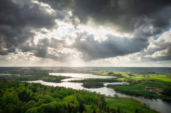 Güneşli Bir Günde Kashubian Ormanlarının Göllerinin Güzel Manzarası Polonya — Stok fotoğraf