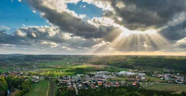 Luchtlandschap Van Kasjoebische Weiden Bossen Polen — Stockfoto