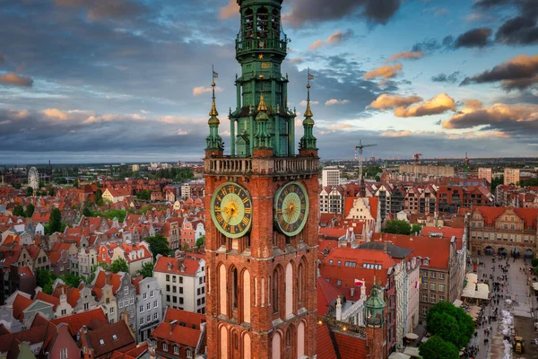 Aerial View Beautiful Gdansk City Sunset Poland — Stock Photo, Image